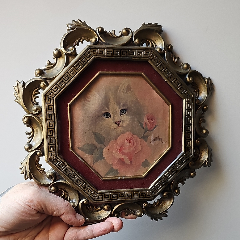 Gothic Kitty Ornate Baroque Plastic Framed Art